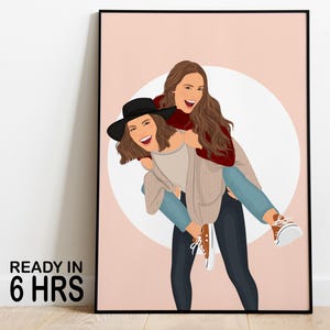 Personalized Sister Portrait - Custom Birthday Gift for Sister, Mother’s Day Gift, Sisters Print, Gift For Women, Custom Portrait, Faceless