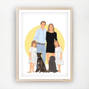 Custom Family Portrait with Pets – Personalized Faceless Illustration – Gift for Mom, Dad, or Kids , ASAP
