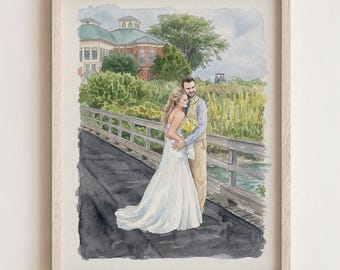 Watercolor Couple Portrait from Photo,Custom Wedding Gift for Wife Husband,Engagement Gift, Anniversary Gift for Him
