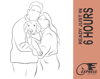 Benutzerdefinierte Single Line Family Portrait Zeichnung Minimalistische Portrait Abstrakte Kunst, personalisiertes Vater Geschenk für Mutter Portrait zum Geburtstag Geschenk