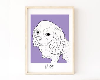 Custom Dog Portrait, Personalized Pet Line Art, Dog Lover Gift, Pet Memorial Print, Custom Pet Drawing for Home Decor
