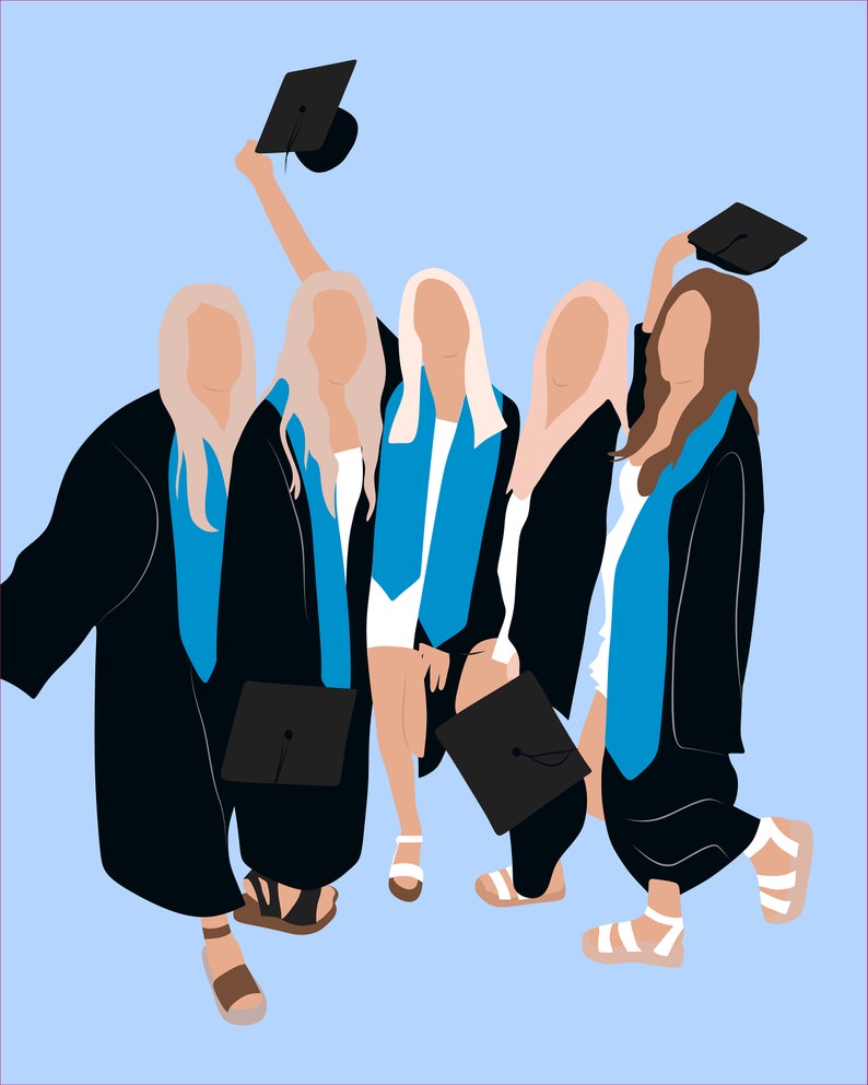 Senior. Graduation Gift. Custom Minimalist Portrait. Faceless - Etsy