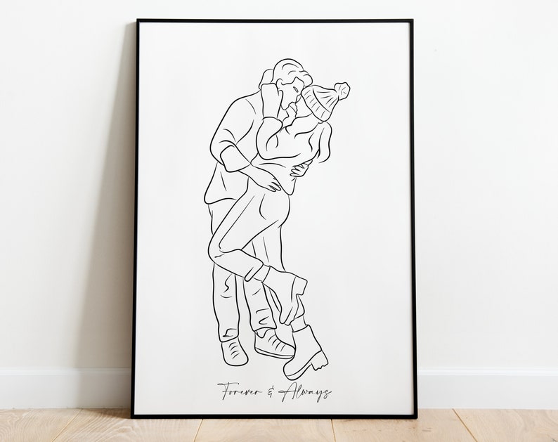 Custom Single Line Family Portrait Drawing Minimalist Portrait Abstract Art, Personalized father gift for mother portrait for birthday gift image 6