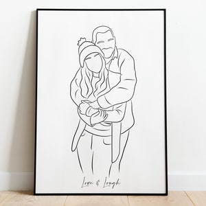 Custom Single Line Family Portrait Drawing Minimalist Portrait Abstract Art, Personalized father gift for mother portrait for birthday gift image 4