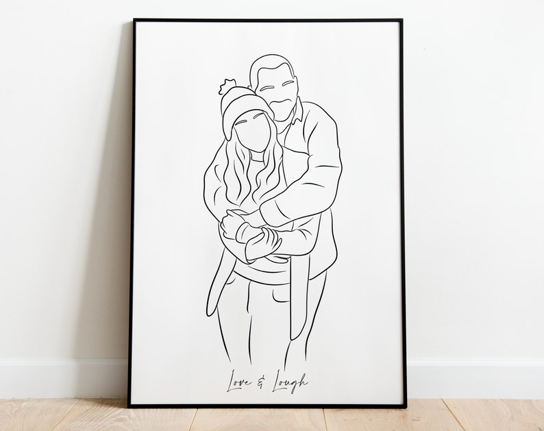 Custom Single Line Family Portrait Drawing Minimalist Portrait Abstract Art, Personalized father gift for mother portrait for birthday gift image 4