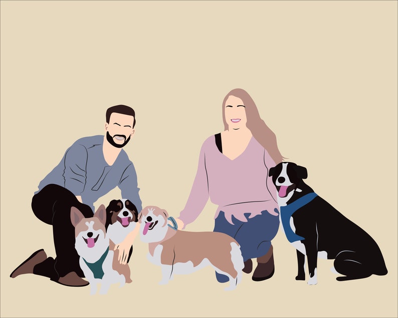 Pet Portrait Custom Pet Portrait Pet and Owner Portrait Pet Etsy