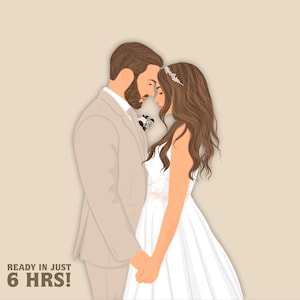 Custom Minimalist Wedding Portrait, Faceless Digital Art, Print not included. Gift for Bride/ Groom, Vector Art, Digital Illustration