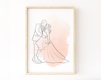 Desenho personalizado, Desenho de uma linha personalizado, Retrato de uma linha, Presente personalizado, Aniversário de casamento, Arte de linha, Retrato personalizado