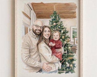 Watercolor Couple Portrait from Photo,Custom Wedding Gift for Wife Husband,Engagement Gift, Anniversary Gift for Him