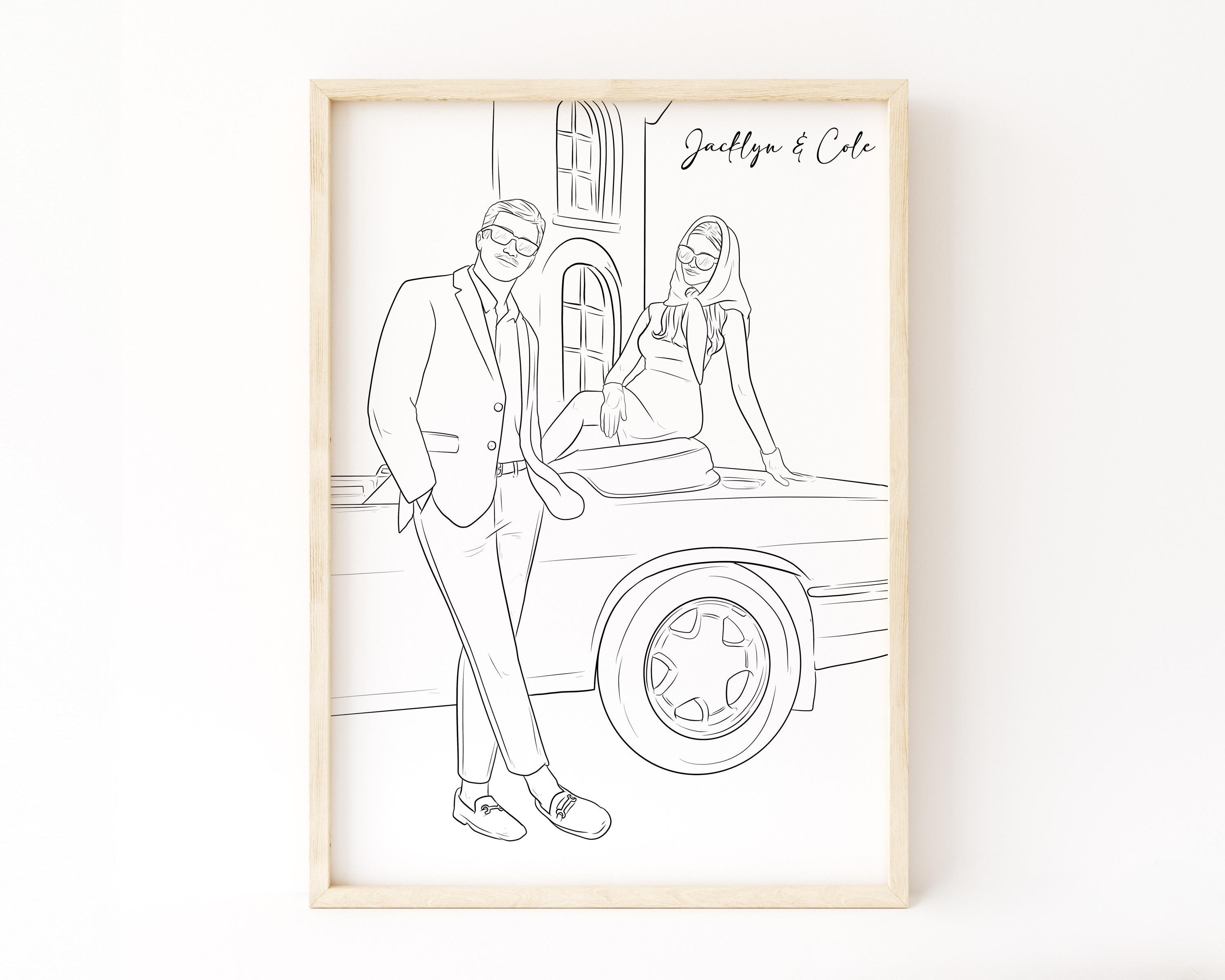 Ritratto Personalizzato A Matite Colorate – Quadro Su Tela, Plexiglas O Poster, Regalo Unico Per Compleanno, Matrimonio O Anniversario