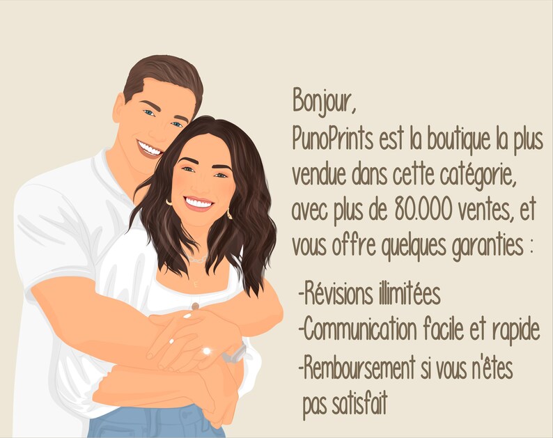 Illustration sans visage de portrait numérique minimaliste personnalisé. Art imprimable. Cadeau personnalisé. image 3