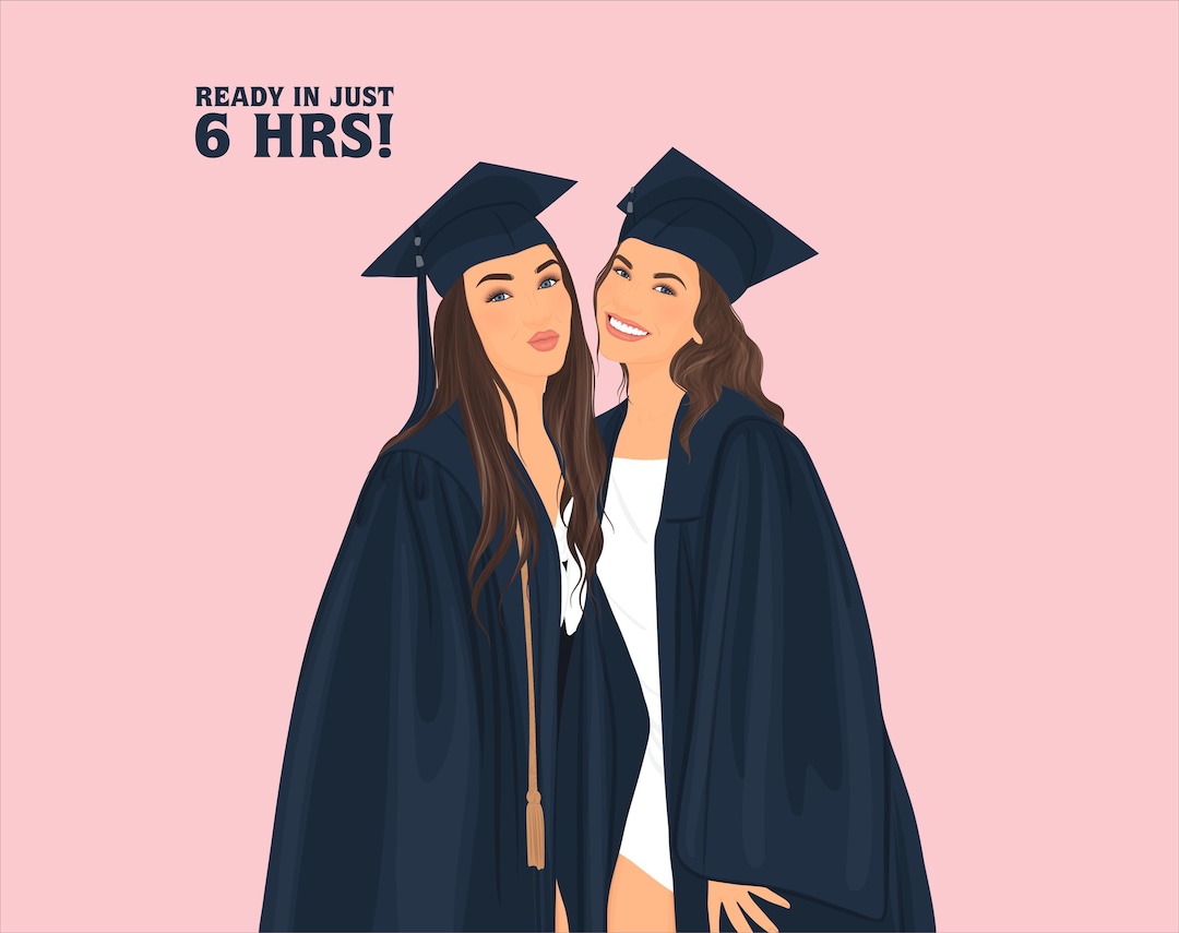 Senior. Graduation Gift. Custom Minimalist Portrait. Faceless Digital ...