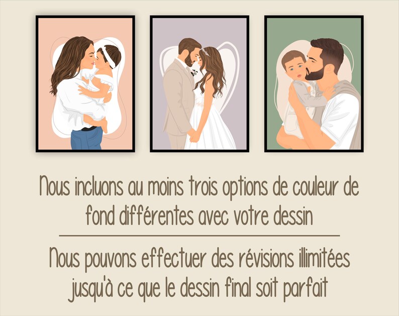 Illustration sans visage de portrait numérique minimaliste personnalisé. Art imprimable. Cadeau personnalisé. image 6
