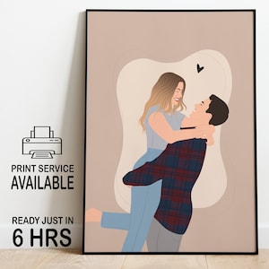 couple portrait, custom engagement gift,engagement drawing, Bff gift, faceless portrait, couple drawing, gift for couple, marriage proposal image 5