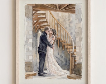 Custom Watercolor Painting from Photo, Hand drawn Family Portrait, Personalised Gift for Mom/Dad