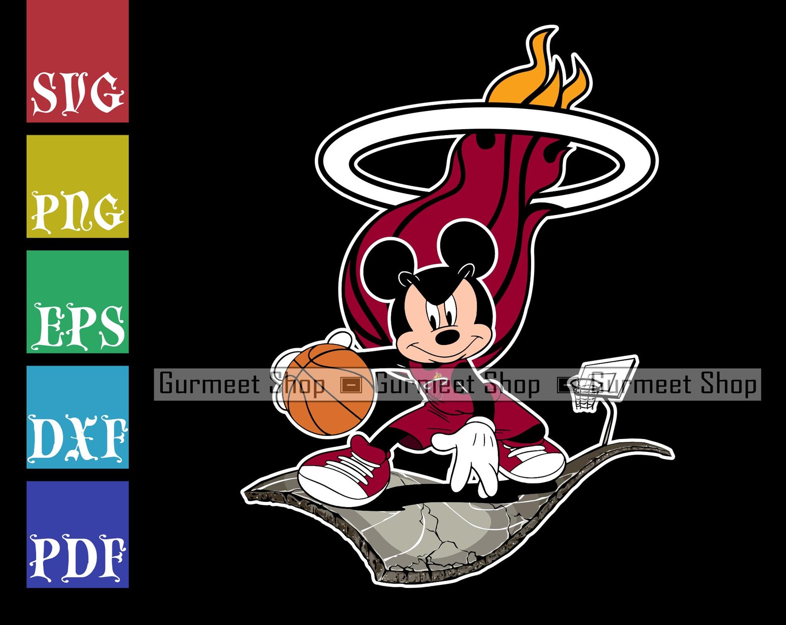 Mickey Mouse Heat Basketball Player SVG Heat Mickey Mouse Etsy