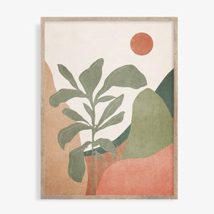 Palm Print, Terracotta Wall Art, boho wall art, Abstract Botanical Wall Art, Modern Botanical Print, Printable Wall Art