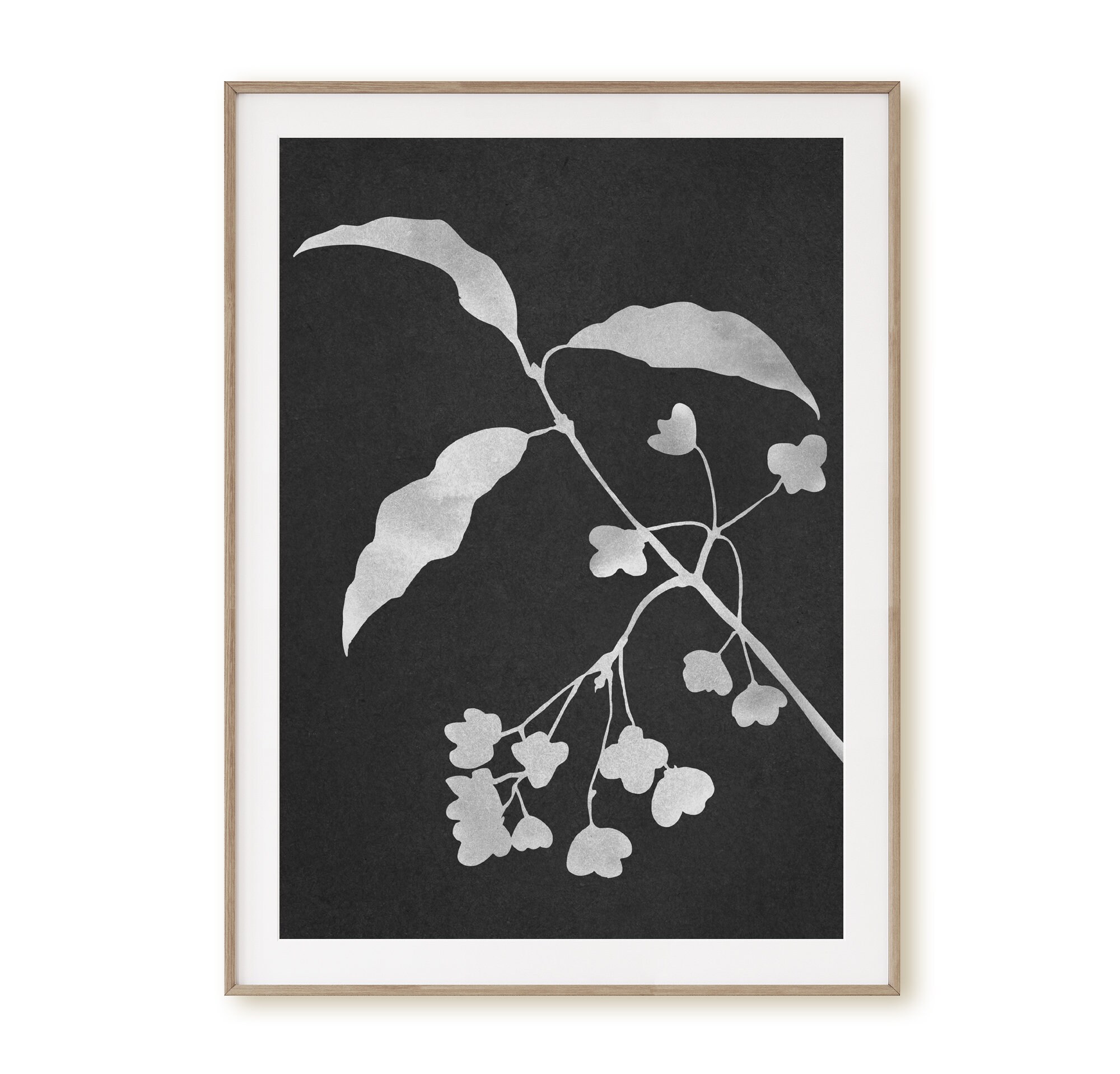 Set of 3 Botanical Prints on Dark Background Botanical Print - Etsy