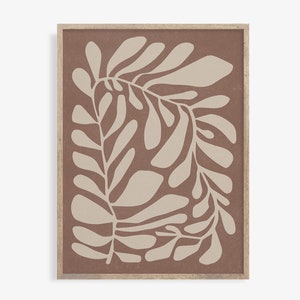 Abstract Botanical Print, Minimal Mid century modern Printable Wall Art, Boho Abstract Leaves Art Botanical, Neutral Botanical