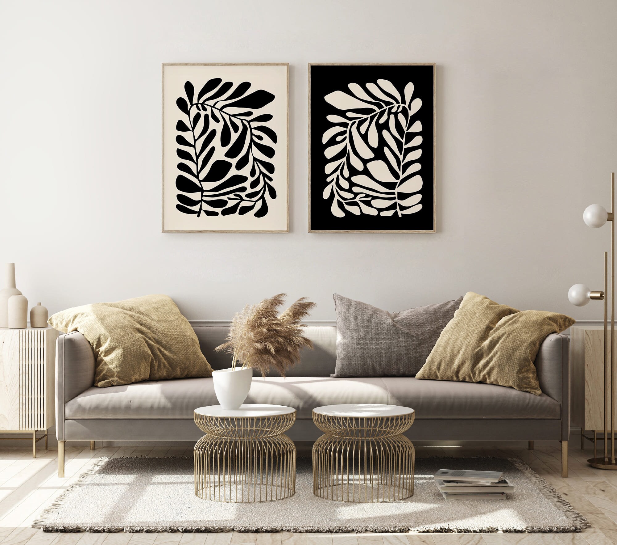 Abstract Botanical Print Set: Minimalist Leaf Art (digital Download) - Etsy