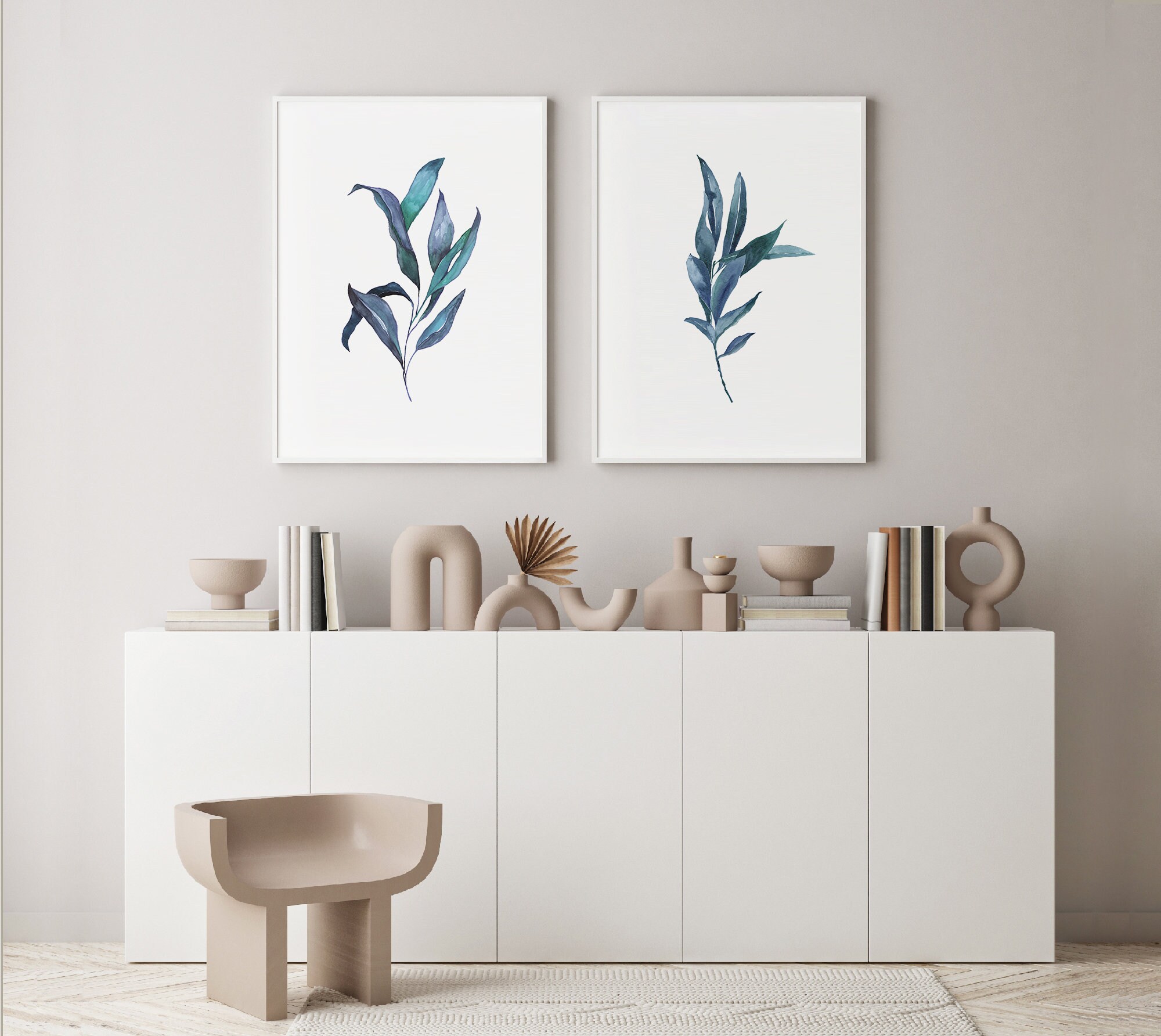 Set of 2 Indigo Blue Watercolor Prints Navy blue wall art Etsy