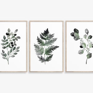 Prints Set, Wall Art Set, Fern Print, Eucalyptus Print, Set van 3 Prints, Botanische Prints, Botanische Kunst, Wanddecoratie, Lavendel, Boerderij Decor