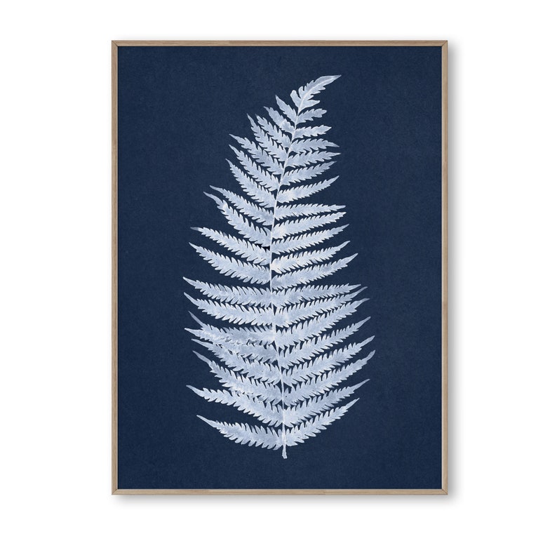 Fern Prints Set of 3 Prints Botanical Wall Art Navy Etsy
