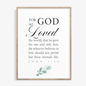Pour Dieu a tant aimé l'impression des Écritures mondiales, John 3:16 Bible Verse Art, Art mural imprimable, Cadeaux chrétiens, téléchargement numérique