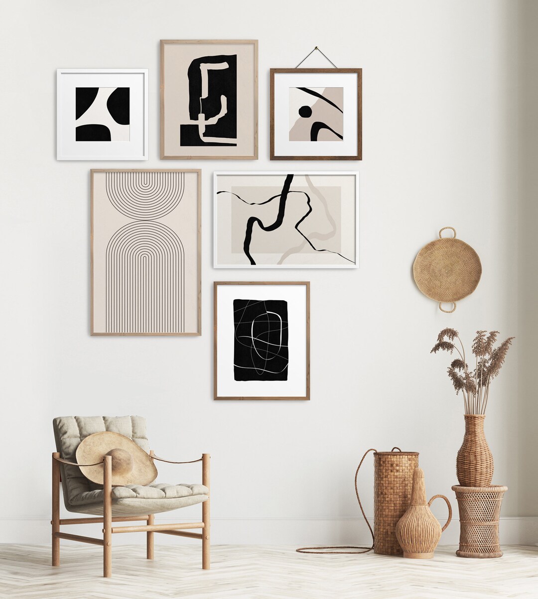 Modern Abstract Print Set of 6, Bundle Print Set, Neutral Abstract Art ...