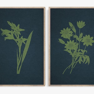 Botanical prints,Printable art set of 2,Indigo blue leaf prints,botanical illustration wall art,navy blue print set,downloadable art prints