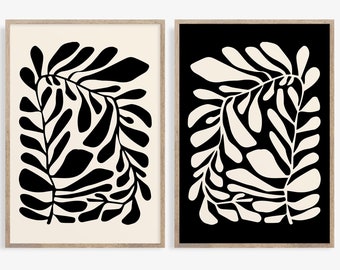Abstraktes botanisches Print Set: Minimalistische Blattkunst (Digitaler Download)