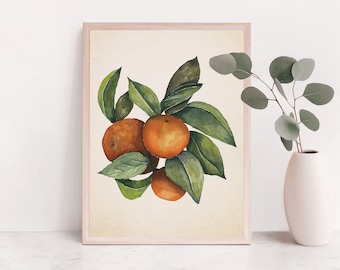 Orange Botanical Print, Citrus Art, PRINTABLE Wall Art, Kitchen Wall Art, Farmhouse Decor, Vintage Botanical Illustration, DIGITAL DOWNLOAD