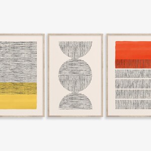 Set of 3 Abstract Prints,Geometric Wall Art,Geometric Art Print,Boho Art,Mid-century Poster,Digital Print,Minimalist Art,Instant Download