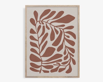 Abstract Botanical Print: Mid-Century Modern Leaves Art (Digital Download)