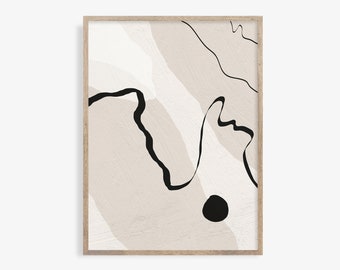 Abstract Line Art Print: Modern Beige Wall Decor (Digital Download)