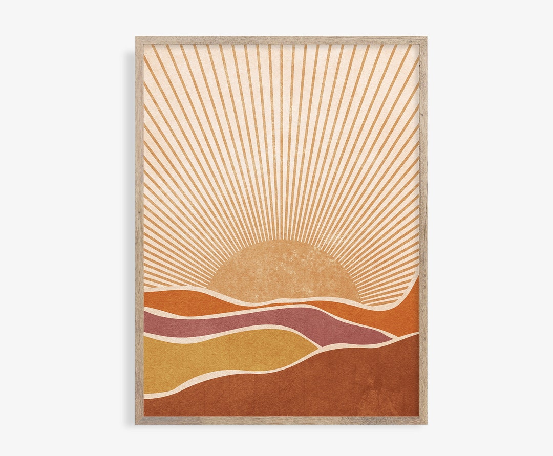 Abstract Sunrise Art Print, Neutral Wall Art, Neutral Boho Decor ...
