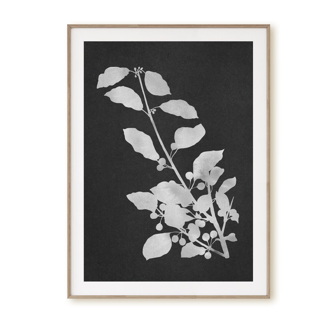 Set of 3 Botanical Prints on Dark Background Botanical Print Etsy