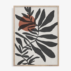 Abstract Botanical, Digital Download, Beige Black Wall Art, Neutral Botanical, Beige Printable Art, Botanical Poster, Boho wall art