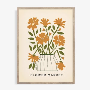 Abstrakte botanische Blumen Druck, bunte abstrakte Blumen Poster Boho druckbare Kunst, Blumenmarkt Wanddruck, digitaler Download Wanddruck