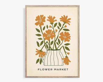 Abstract Botanical Flower Print: Boho Floral Wall Art (Digital Download)