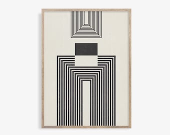 Stampa artistica geometrica moderna di metà secolo: decorazione beige neutra (download digitale)