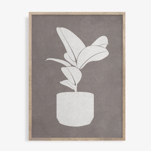 Abstract Botanical Print, Neutral Botanical Wall Art, Rubber Plant, Minimal Botanical art, Abstract Leaves, Printable Art, Home Decor, Beige