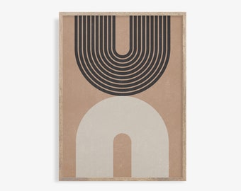 Stampa artistica geometrica moderna di metà secolo: arredamento minimalista beige (download digitale)