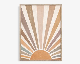 Impresión Boho Sunset: Arte mural moderno de mediados de siglo (descarga digital)