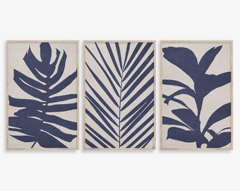 Indigo Leaf Print Set: Minimalist Botanical Art (Digital Download)