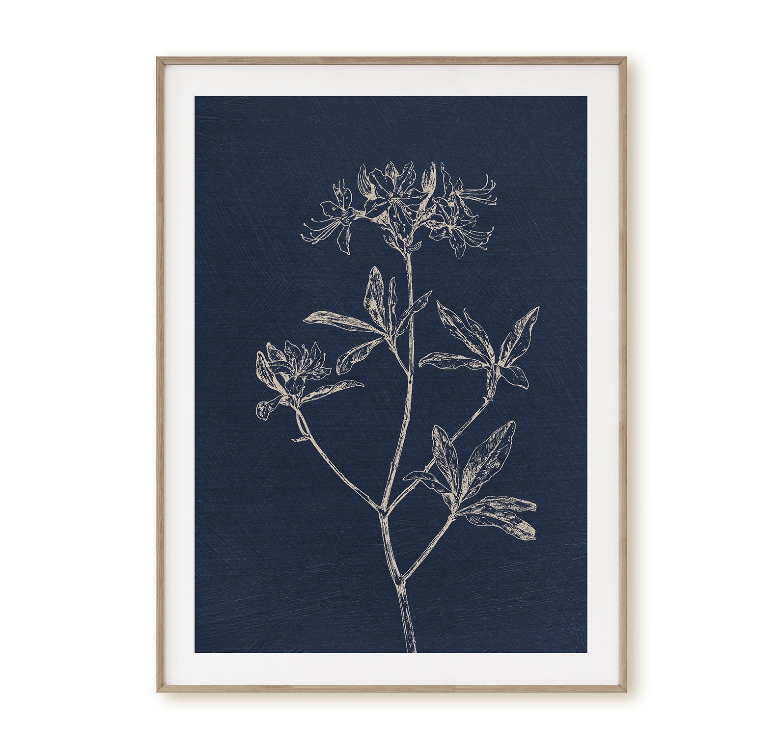 Botanical Prints Set of 3 Prints Botanical Wall Art Navy Etsy