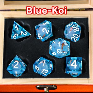 Liquid Core Dice for Role Playing Games, Liquid Core Dice Sharp Edge Resin Dice for Dungeons and Dragons, D&D Dice Set, Christmas Gifts Blue Koil