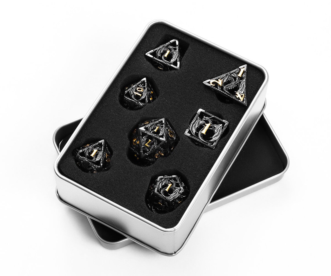 Metal Dnd Dice Set Polyhedral Dice D&D Dice Set Cool Dice Etsy
