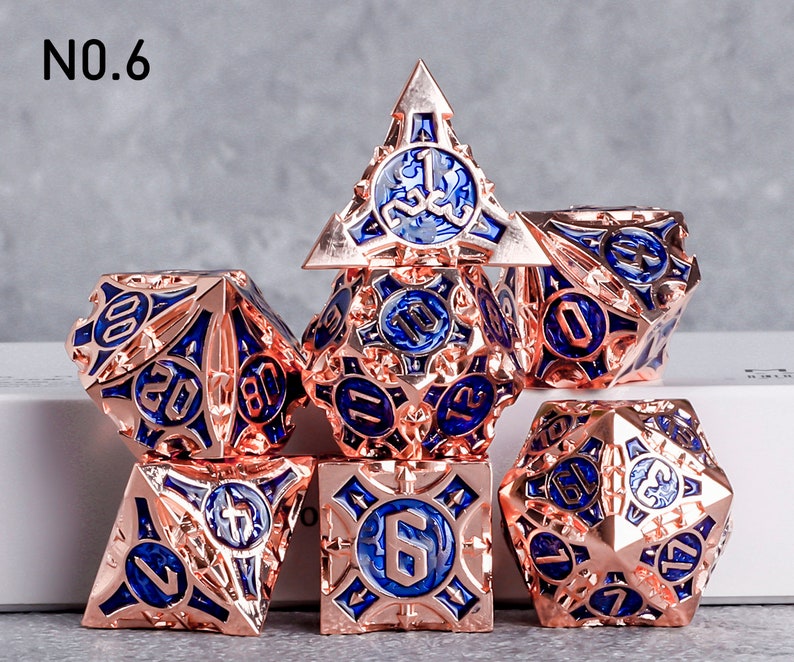 Handmade Metal Dice Metal DND Dice Set for Board Game DND Dice Polyhedral Metal Dice RPG Dice Dungeons and Dragons A- 06