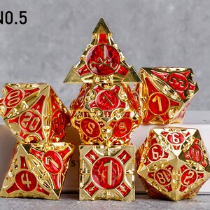 Handmade Metal Dice Metal DND Dice Set for Board Game DND Dice Polyhedral Metal Dice RPG Dice Dungeons and Dragons A- 05